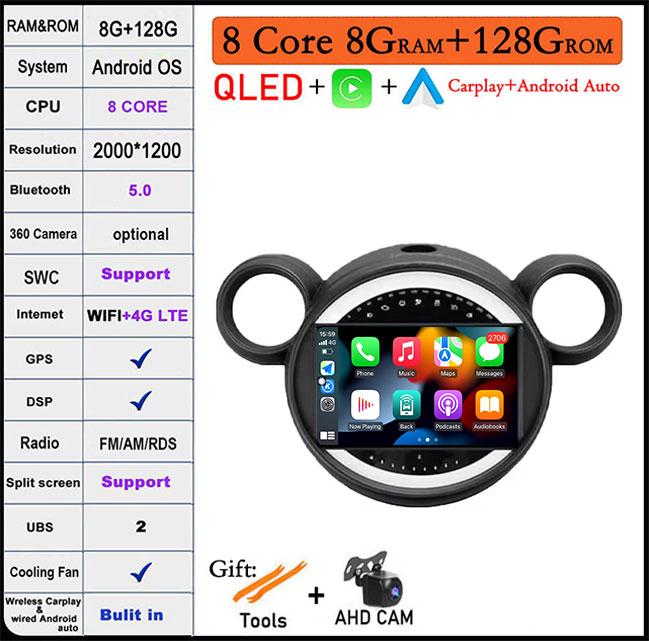 9 Inch 2.5D Touch Screen For BMW Mini 2010 2011 2012 2013 - 2016 Android 14 4G Lte Car Multimedia Player Video GPS Navigation