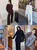 Temperament elegant knitted sweater set women's spring and autumn new loose lazy style casual top pants shawl three-piece set