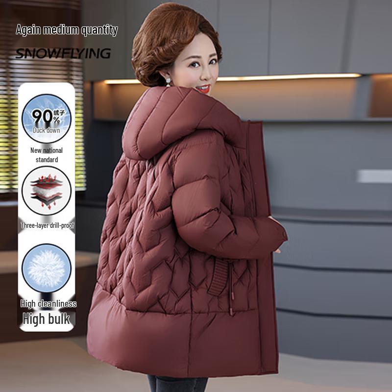 SNOWFLYING Women's 90% Down Mid-Length Winter Jacket