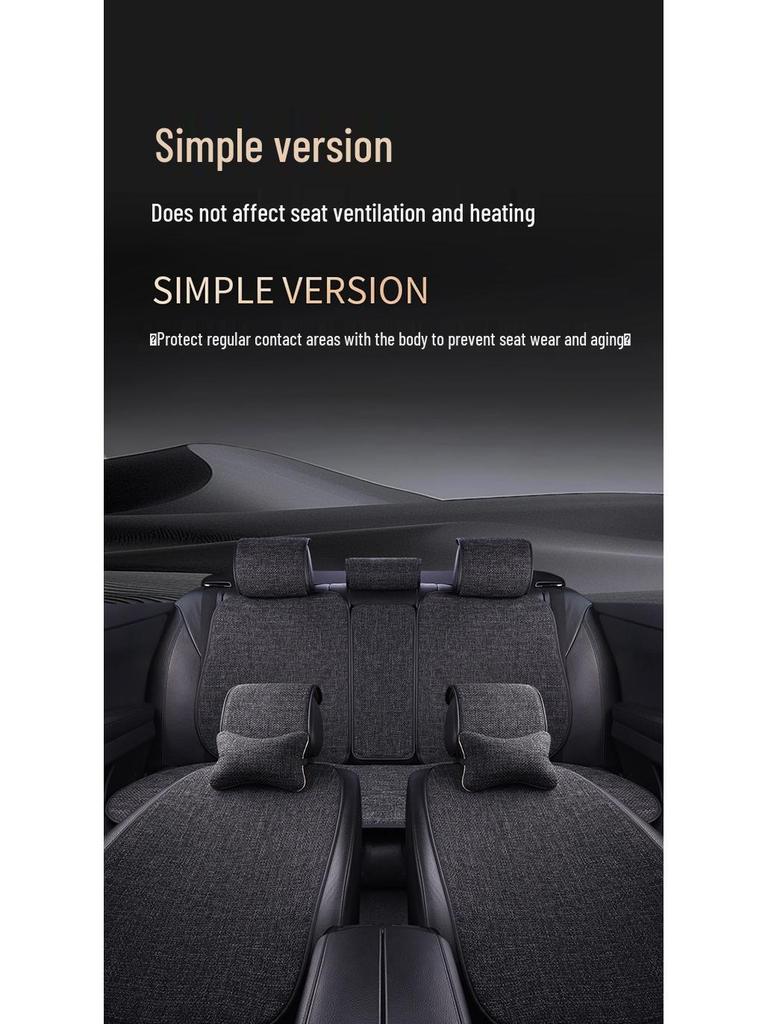 Comprehensive All-Season Linen Seat Cushion Set for Five-Seater Cars