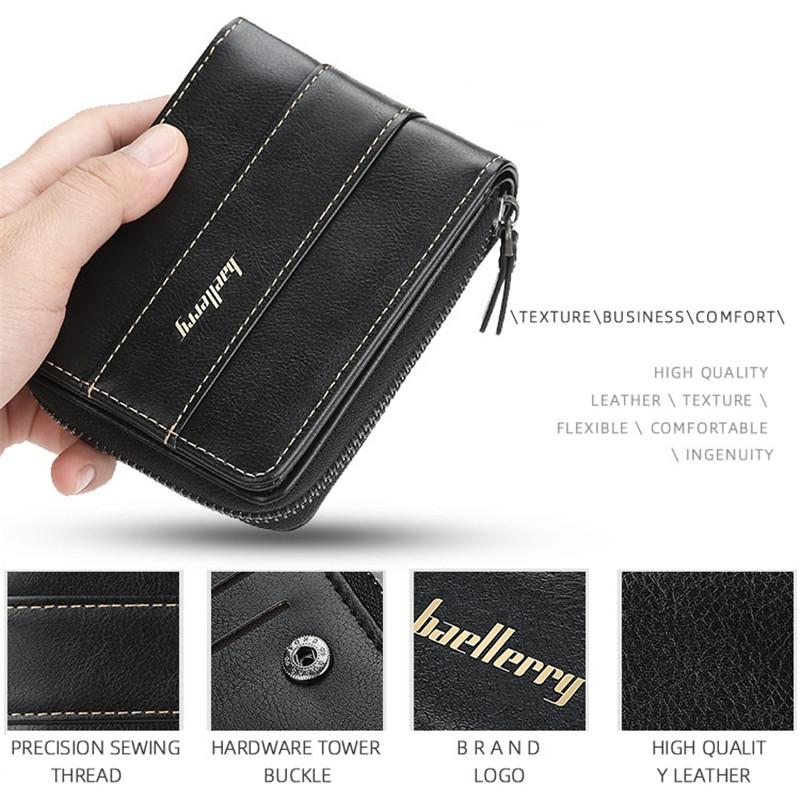Baellerry Men Fashion Wallets Zipper Business Card Holder Vintage Purse GZW