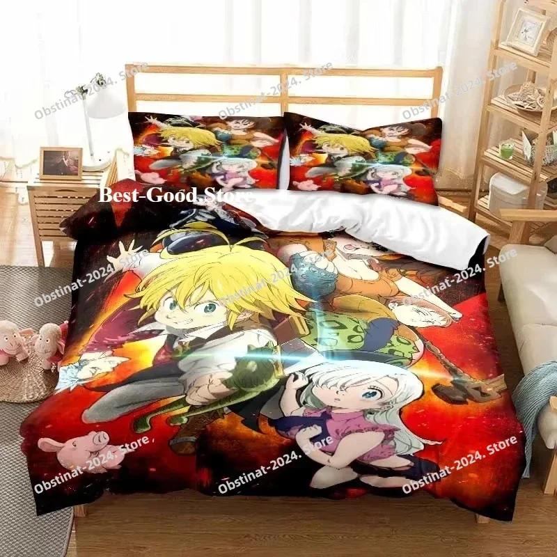 Nouvel Anime Les Sept Péchés Capitaux Al Saison Ensemble Lit Jumeau Ensemble de Linge de Lit Imprimé Avec Taie d'Oreiller Lit Doux Housse de Couette Douce Simple Double