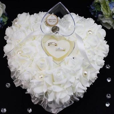 Romantic Rose Wedding Favors Heart Shaped Jewelry Gift Ring Box Pillow Cushion ARI