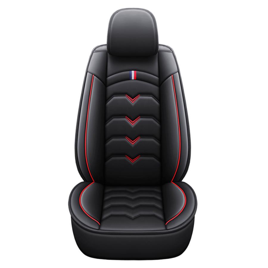 Universal Black Red Breathable Wear-resistant PU Leather 6D Car-styling Auto Car Seat Covers