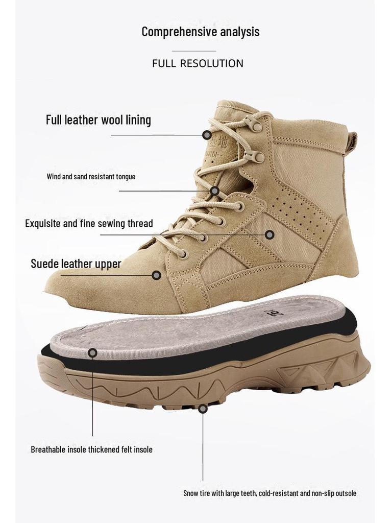 Men's Large-Size Non-Slip Fur Snow Boots - Thickened with Pure Wool for Warmth