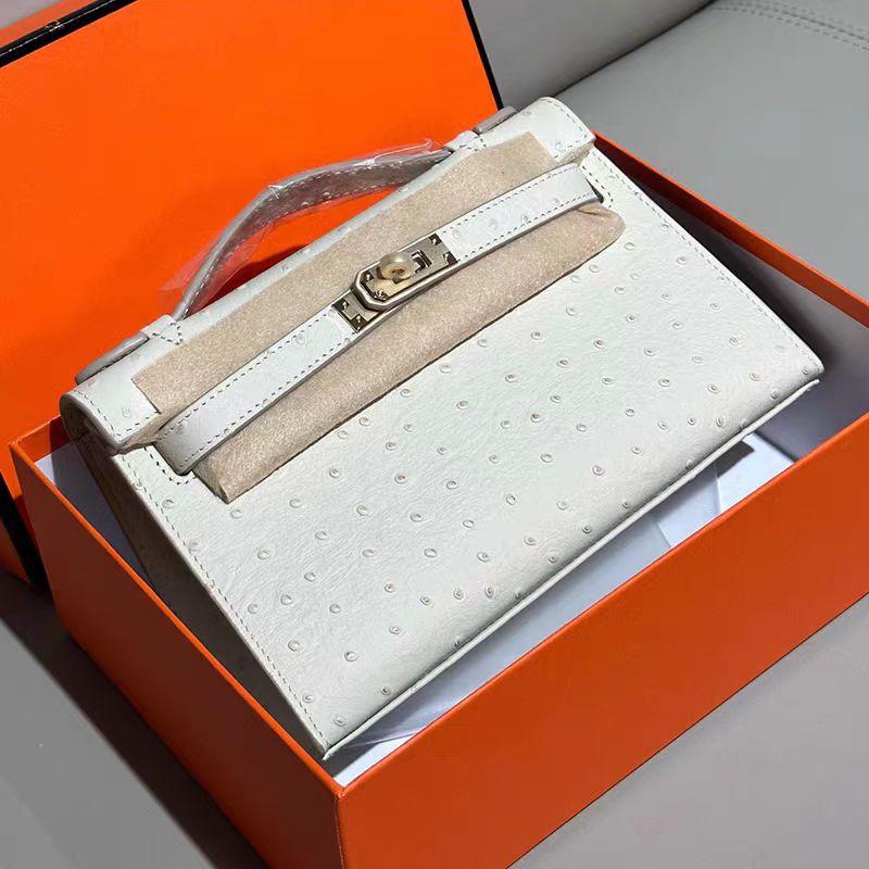 Nuova borsa da donna in vera pelle, borsa a mano in pelle bovina primo strato con motivo struzzo, borsa a tracolla da donna