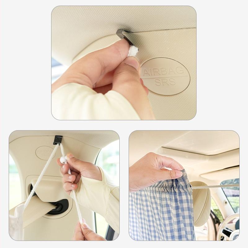 Car Curtains Summer Car Front Rear Partition Curtain -Cute Cartoon Bear Window Shade Privacy Sunscreen Heat Insulation Accessory