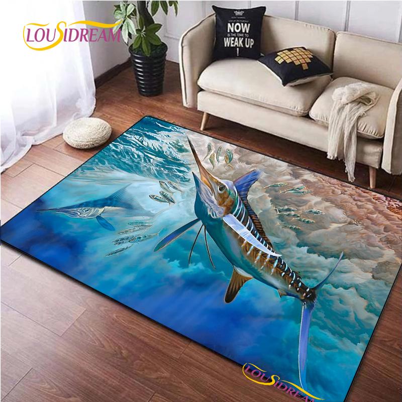

Fishing Enthusiast Carpet for Living Room Sofa Bedroom Alfombra Rugs Kitchen washroom Door Kids Unslip floor Mats birthday gift 40x60cm