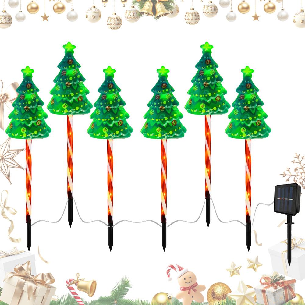 

6 Pack Christmas Tree Light 6 Modes LED Solar Powered String Lights USB Rechargeable Xmas Tree Candy Cane Light for Garden Lawn United States