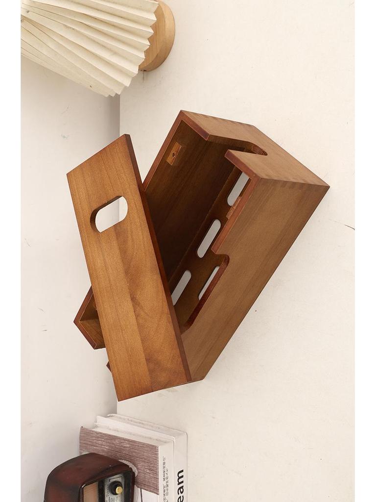 Wooden Cable Organizer Box - Under-Desk Power Strip & Charger Concealer