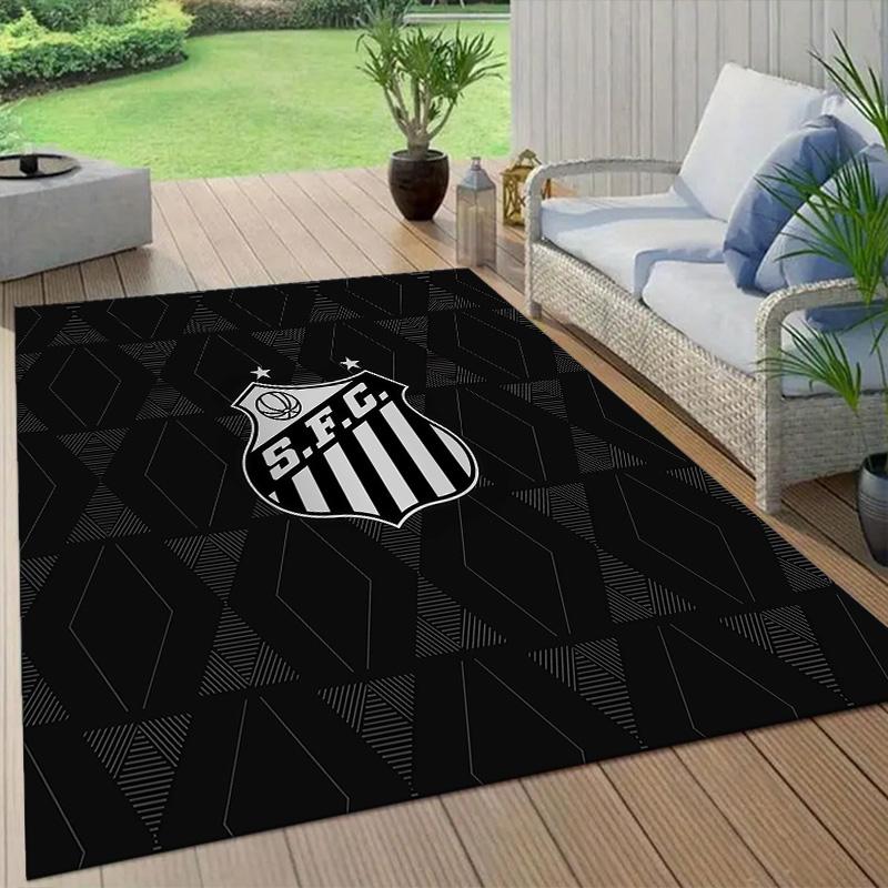 Santos FC Flannel Pattern Square Carpet,Area Rug,Carpet Rug for Living Room Bedroom Sofa Playroom Decor,Non-slip Floor Mat