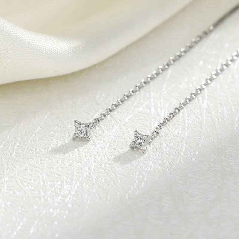 Tibetan Silver Mini Zircon Star Long Tassel Drop Earrings for Women Minimalist Cute Fashion  Shining Accessories