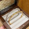 Stainless Steel Bamboo Cuff Bracelets Bangles For Woman Gold Color Wedding Female Luxury Jewelry Gifts