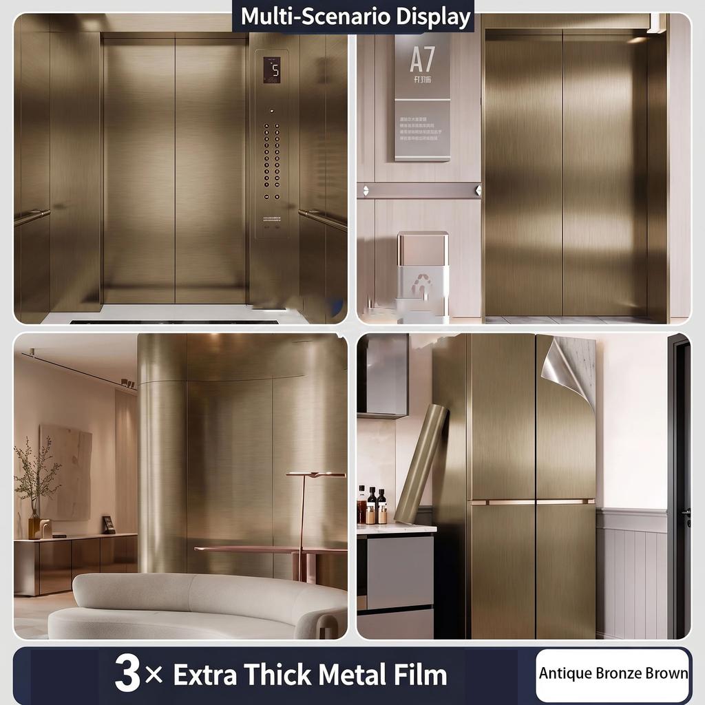 Selbstklebende gebürstete Edelstahl Kontaktpapier Metallische Folie Kühlschrank Aufzugstür Makeover Wasserdichter Aufkleber 0,16mm