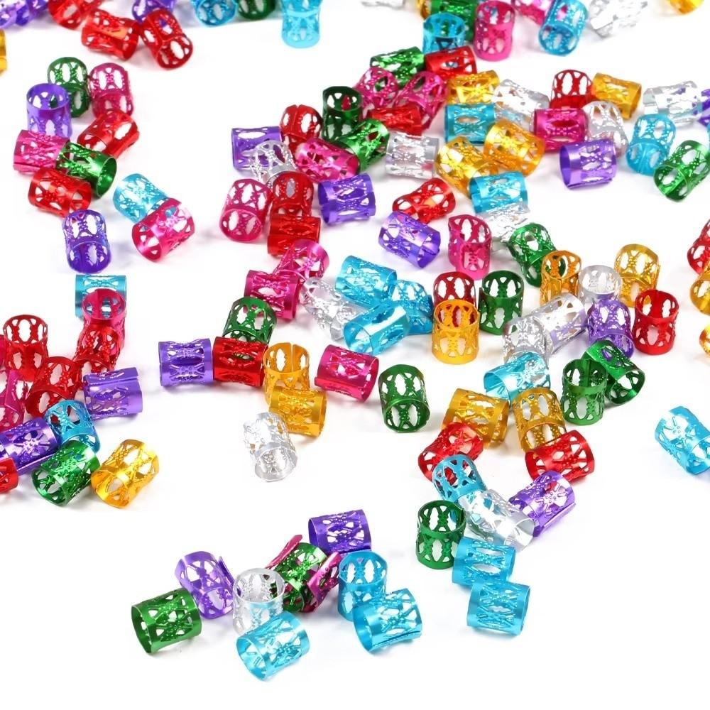 100PCS Aluminum Hair Jewelry Rings Colorful Braid Decoration Rings For Women And Girls