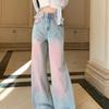 Design Blush Jeans Women New Fashion Trend Slim Retro Hong Kong Style Straight Gradient Pants