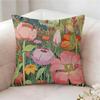 Painted Flowers Pillow Case Pillowcase, Double-Sided Printed, Sofa Cushion, Bedroom Headboard Pillow