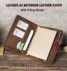 A5 Crazy Horse Leather 6-Hole Binder Notebook Cover for Study & Office, Multifunctional Genuine Leather Journal Cover