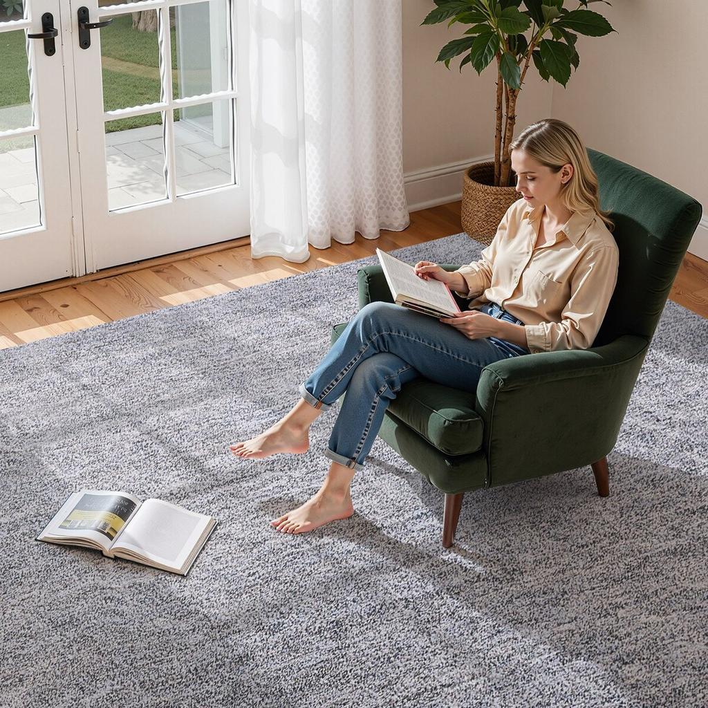 Indoor Plush Area Rugs, 2.74 x 3.66 m Plush Carpet, Area Rugs Furry with Long Plushs Pile, Thick & Durable High-Pile Rug for High-Traffic Areas,