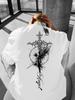 Unisex T-shirt Men's Gothic Angel Wings & Cross T-Shirt - Dark Suitable for for Streetwear, Regular Fit Crew Neck S