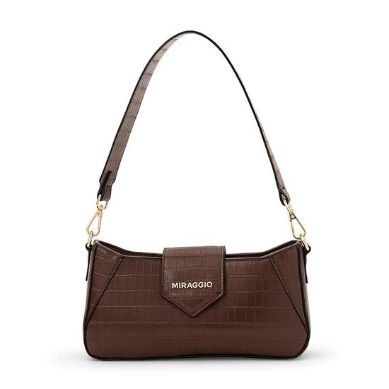 Miraggio Croc Textured Isabella Shoulder Handbag for Women