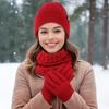 Self-heating German velvet scarf warm three-piece set winter warm cold ear protection knitted hat scarf gloves set