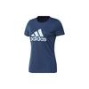 Logo Printed Sports Crew Neck Short Sleeve T-Shirt Women Tops Blue FT9738