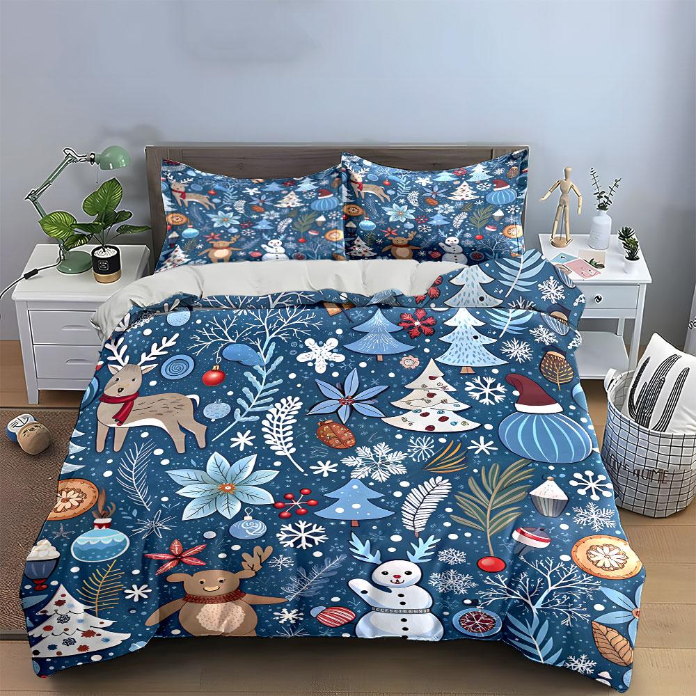 Winter Holiday Decorations Set Exquisite Three-Piece Bedding Set Gift For Kids And Adults