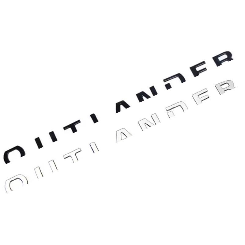 Auto Embleme Aufkleber Styling 3D Buchstaben Motorhaubenlogo Plakette ABS Chrom Für Mitsubishi Outlander Autozubehör Schwarz Silbern