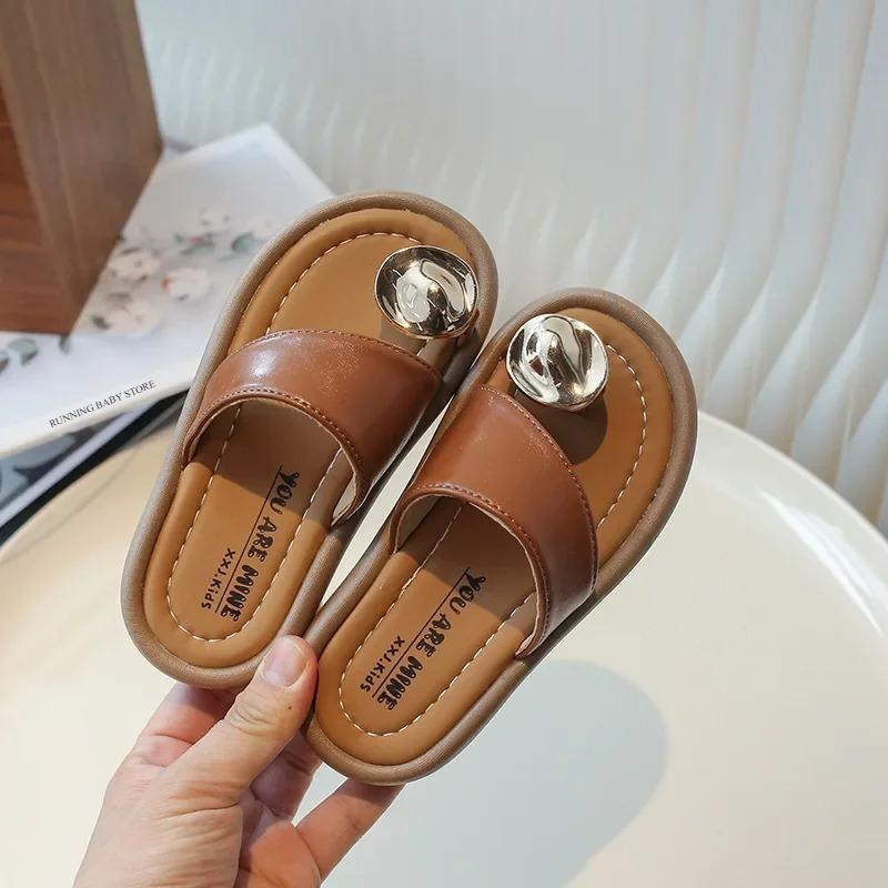 

Flip Flop Girls Platform Slippers Summer Outdoor Holiday Beach Shoes Light Weight Slides Kids Shoes Girl Floor Shoes I05095 23 коричневый