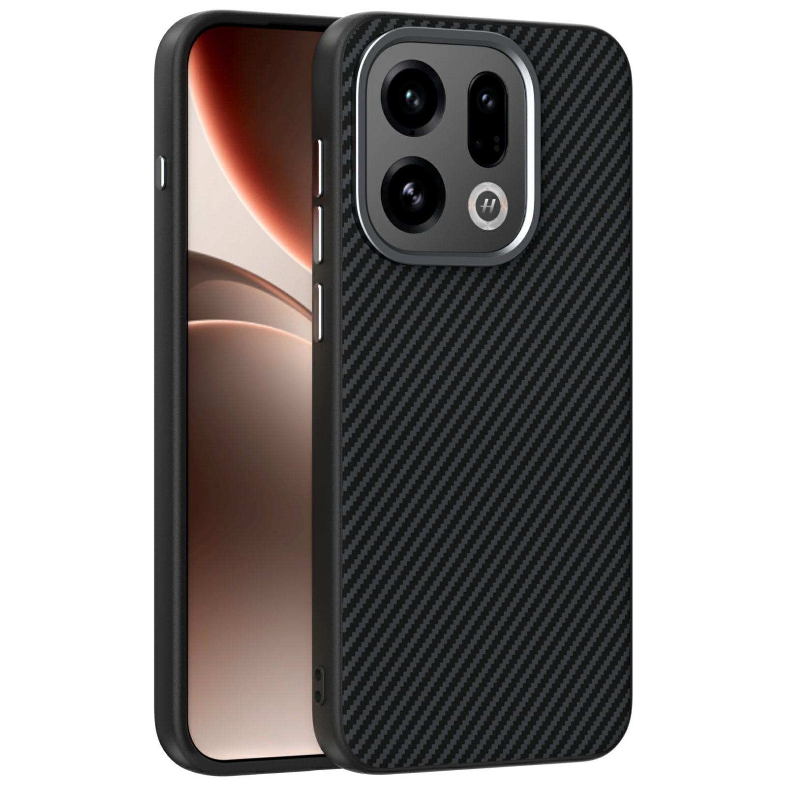 

ABEEL Магнитный чехол для Oppo Find X9 5G с текстурой из углеродного волокна, задняя крышка телефона из ТПУ, ПК, ПУ