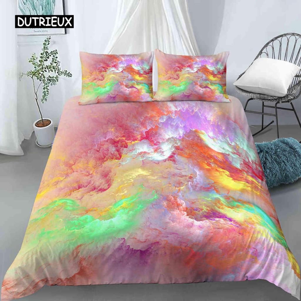 Cloud Duvet Cover Set Microfiber Universe Outer Space Sea of Cloud Mystic Bedding Set Abstract Pattern King Twin Comforter Cover