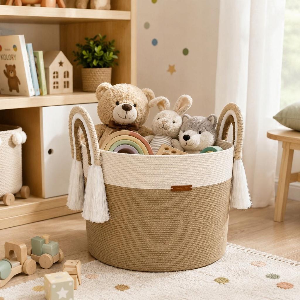 LAUNDRY BASKET 35*28cm TOY BASKET GIFT BASKET ECRU/BEIGE