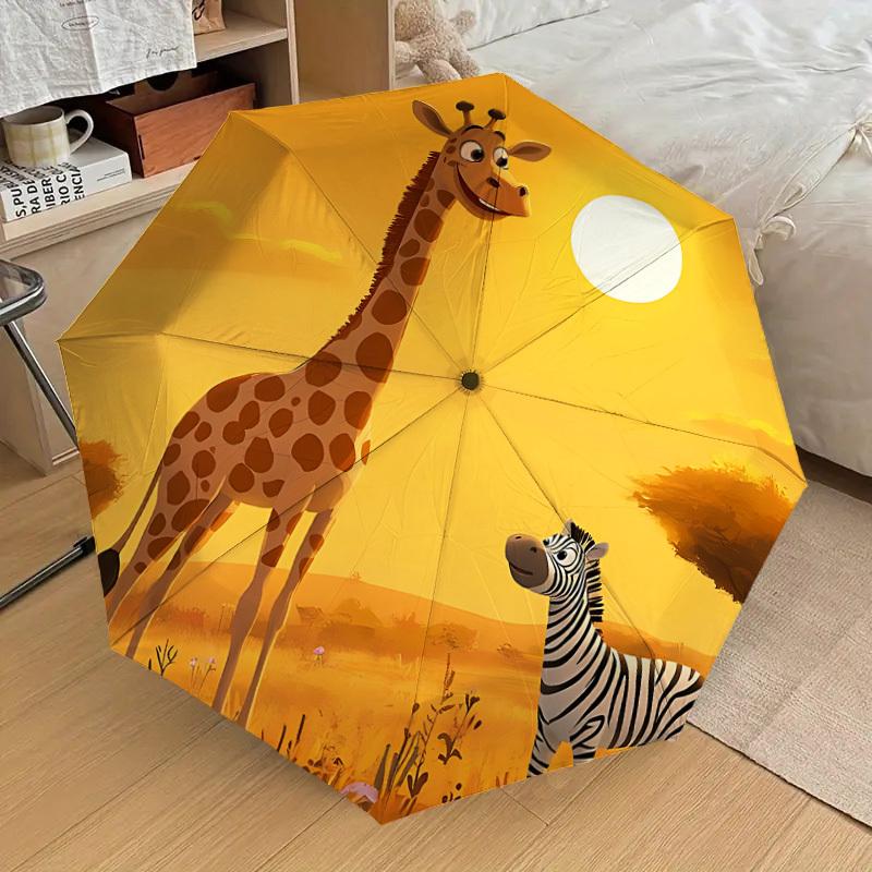 1PC Giraffe ZebraUmbrella-8-Rib Reinforced, Automatic Open, Lightweight & Durable, Cute Fashion Accessory for Outdoor-P193