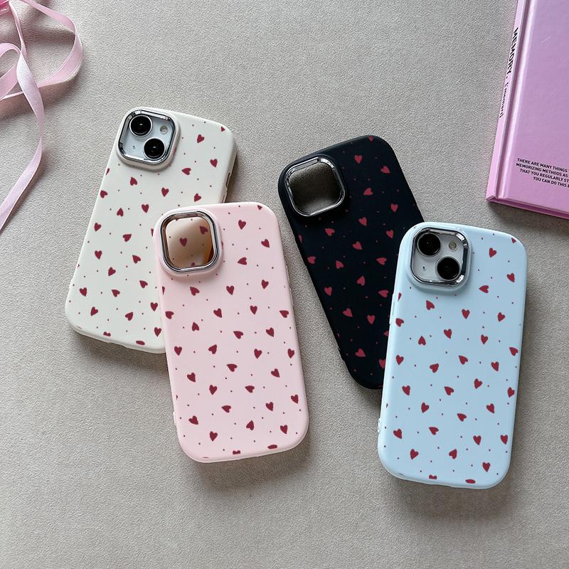 Phone Case for Huawei Honor 600 LIte 5G 50 Nova 10 7 9 SE P30 Pro Red Polka Dot Love Heart Silicone Plating Metal Lens Cover