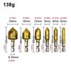 Xiaomi 6PC Hexagonal Handle Titanium Plated Five Edge Chamfering Knife Countersunk Drill 6-19mm Woodworking Spot Facer Tool Set