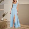 Spring new, fashionable, casual and elegant square neck split-ended sleeveless dress