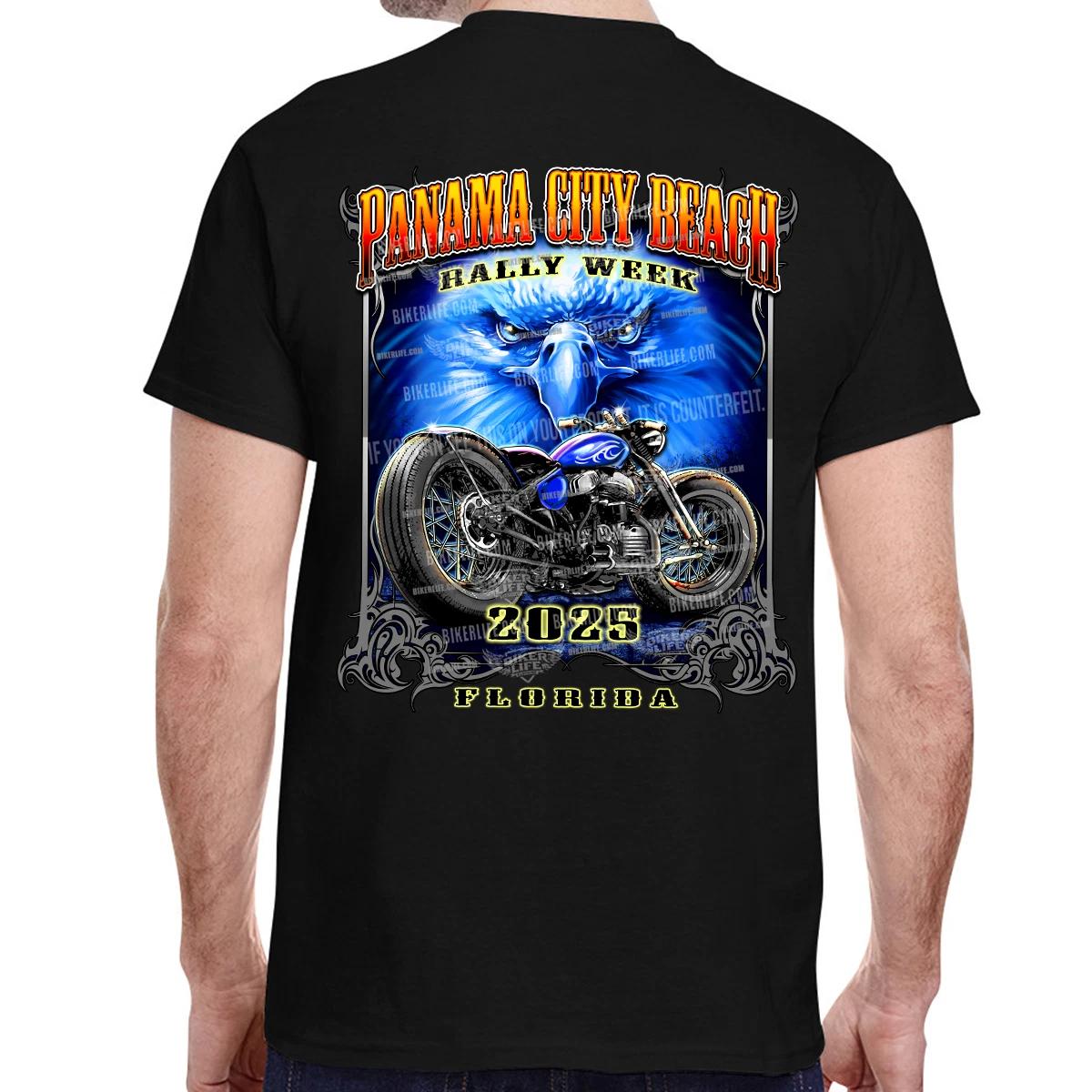 2025 Panama City Beach Rally Week Blue Eagle T-Shirt No Harley XS