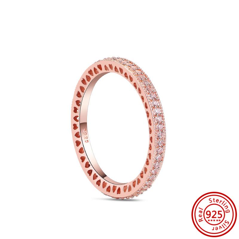 925 Sterling Silver Rings for Women Original Infinity Love Heart Engagement Wedding Ring Rose Gold Zircon Luxury Jewelry Gift