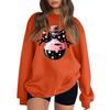 Women's Long Sleeve Neck Sweatshirt Loose Fit Casual Pullover Top with Small Halloween Print