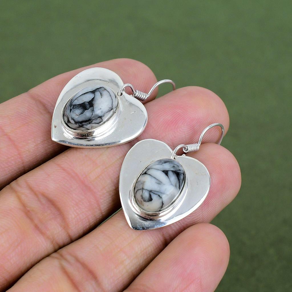 Pinolith Jasper Earring 925 Sterling Silver Earring Natural Gemstone Earrings Pinolith Jasper Jewelry Handmade Dangle Earring Gifts For Her