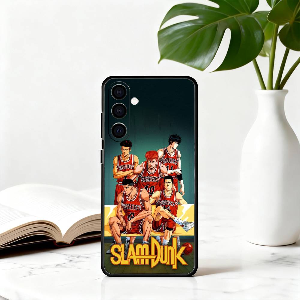 

Cute Boys S-Slam-s D-Dunk Phone Case Black Silicone Soft For Samsung Galaxy A73,A72,A71,A70,A53,A52,A51 Samsung a21s