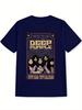 Vintage Rock Band Graphic T-shirt - Deep Purple & Stray Cats Retro Print