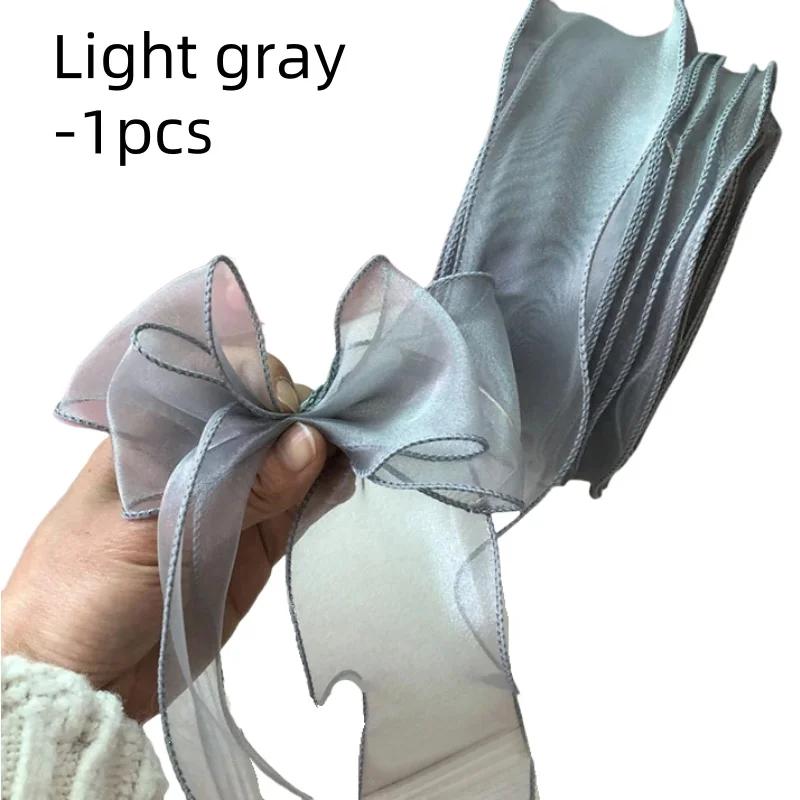 5M Organza Ribbon Wavy Edge Mesh Ribbon Strip DIY Bouquet Wrapping Supplies Handmade Bow Crafts Material Festival Party Decor