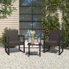 Vidaxl 3-Cz. Garden Lounge Set, Cushions, Black PE Rattan