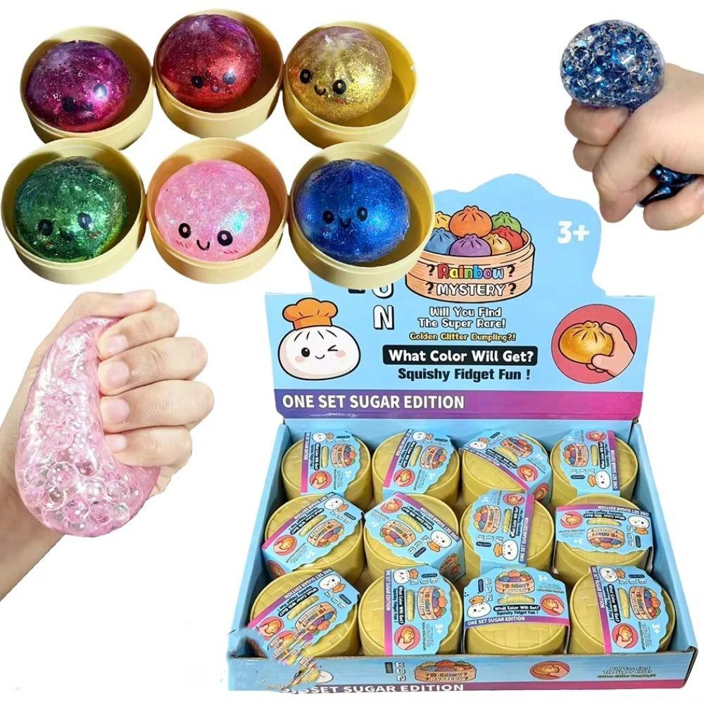 With Steamer Dumpling Squishy Toys Colorful Sensory Fidget Ball Squishy Dumpling Kids Adults