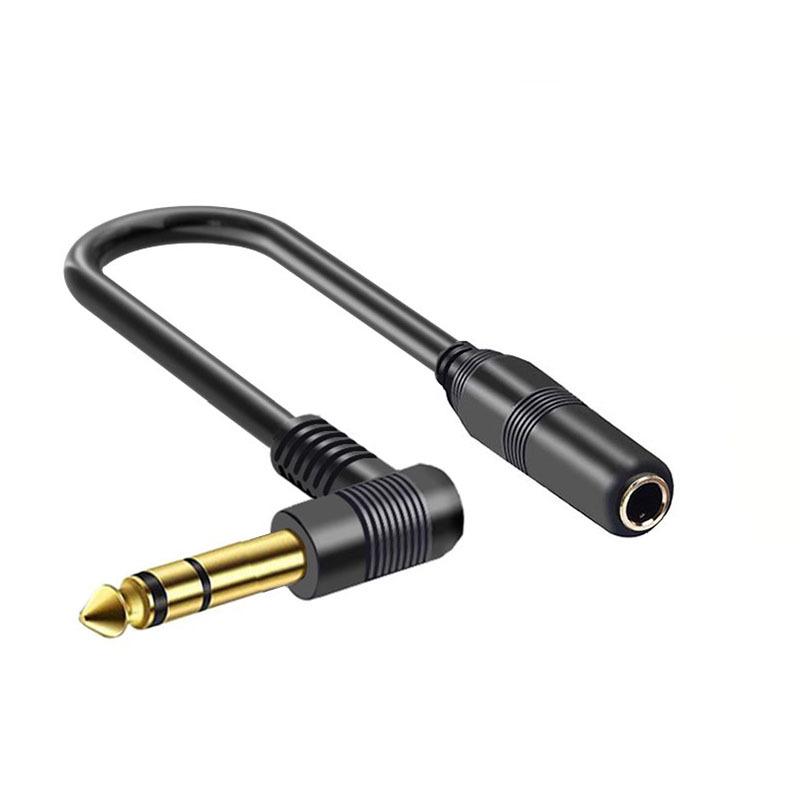 Dual channel Guitar Extension Cord Mono 6.35 TRS Male to 6.35mm Elbow 6.5 TRS Female Audio Cable 0.1m for Amplifiers Pianos HomeGood product