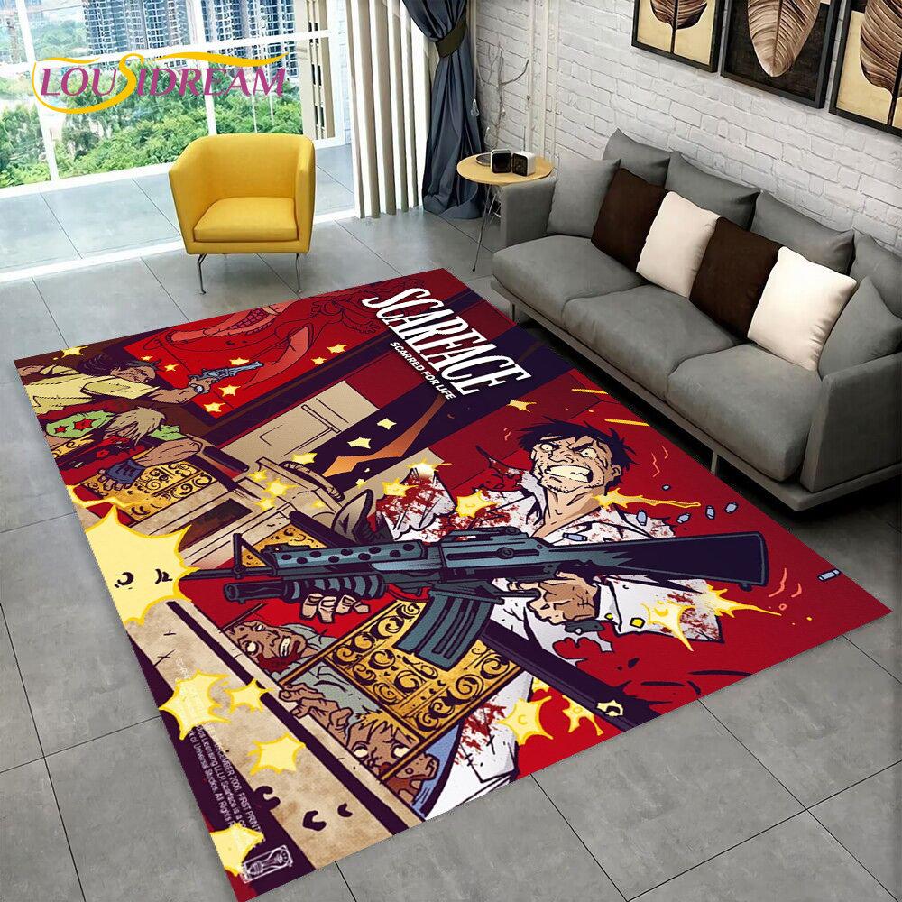 Movie Scarface Tony 3D Printing Area Rug Large,Carpet Rug for Living Room Bedroom Sofa Doormat Decor,Kid Play Non-slip Floor Mat
