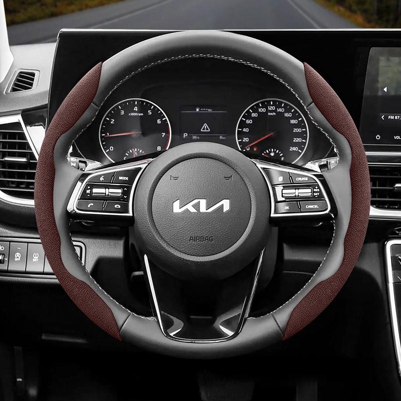 Suitable for Kia Anti-Slip Buckle Segmented Suede Steering Wheel Cover Suitable for Ceed Jd Picanto Sportage 3 Rio 4 Ev3 Cerato 2 Stonic Xceed Morning