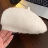 Faux Rabbit Fur Berets for Women Autumn Winter Warm Plush Painter Cap Korean Solid Color Lady Artist Hats